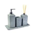 Kit Banheiro Bancada Lavabo Luxo em Pedra Sabão N05 Prata Kit Banheiro Bancada Lavabo Luxo em Pedra Sabão N05 Prata