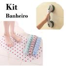 kit Banheiro Barra de Apoio e Tapete silicone com Ventosa