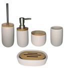 Kit banheiro c/ 5 pcs nature branco mai home Kit banheiro c/ 5 pcs nature branco mai home