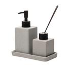 Kit Banheiro Cerâmica 3 Peças Granilite Quadratto Dispenser