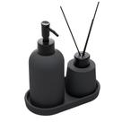 Kit Banheiro Cerâmica 3 Peças Sketch Dispenser Pia Bandeja - Wolff
