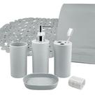 Kit Banheiro Com 7 Peças Jacki Design Cinza Kit Banheiro Com 7 Peças Jacki Design Cinza