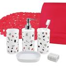 Kit Banheiro Com 7 Peças Jacki Design Vermelho Kit Banheiro Com 7 Peças Jacki Design Vermelho