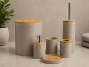 Kit banheiro com tampa basculante bambu -