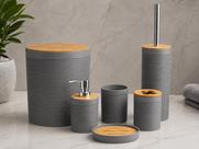 Kit banheiro com tampa basculante bambu - Kit banheiro com tampa basculante bambu -