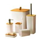 Kit Banheiro Completo 5 Peças Istambul em Bambu Elegante Para Lavabo e Area de Serviços