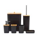 Kit Banheiro Completo 5 Peças Istambul em Bambu Elegante Para Lavabo e Area de Serviços