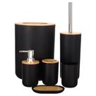 Kit Banheiro Conjunto Completo Lixeira 6 Peças Bambú