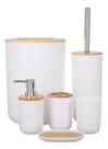 Kit Banheiro Conjunto Completo Lixeira 6 Peças Bambu
