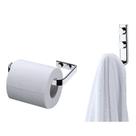 Kit Banheiro Cromado Gancho Porta Toalha + Suporte Papel Higiênico - Future