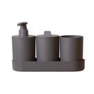 Kit Banheiro Dispenser Copo Pote com Bandeija Multiuso