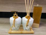 Kit Banheiro Dourado Aromatizador Porta Sabonete Luxo Casa Kit Banheiro Dourado Aromatizador Porta Sabonete Luxo Casa