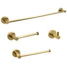Kit Banheiro Dourado Inox Acessorios Lavabo Luxo 4 Peças Conjunto Completo Porta Toalha Papeleira Gancho Cabide Toalheiro Suporte Parede Aço Inox 304