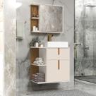 Kit Banheiro Espelheira com Armario e Cuba Argos cor Off White / Nature - Comprar Móveis em Casa