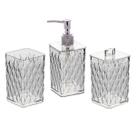 Kit Banheiro Glamour 3 Peças Plasutil Para Lavabo Porta Sabonete Liquido Porta Escova e Porta Algodão