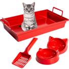 Kit Banheiro Higienico para Gatos, Caixa de Areia, Pazinha, Comedouro e Bebedouro