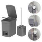 Kit Banheiro Lavabo 2 peças Lixeira Pedal Trium 6L Escova Sanitária Dual com Base e Tampa Ou