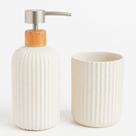 Kit Banheiro Lavabo 2 Peças Porta Sabonete Escova Decorativo Cor:Urban Cinza