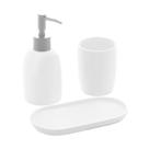 Kit Banheiro Lavabo 3 Peças Branco Bico Cinza 4502