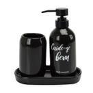 Kit Banheiro Lavabo 3 peças preto fosco Cuide-se Bem