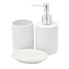 Kit Banheiro Lavabo Branco com Dispenser 3 Peças 4484 Prata Kit Banheiro Lavabo Branco com Dispenser 3 Peças 4484 Prata