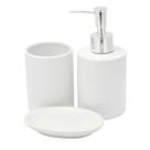 Kit Banheiro Lavabo Branco Com Dispenser 3 Peças 4484 Prata