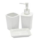 Kit Banheiro Lavabo Branco com Dispenser 3 Peças 4487 Preto