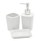 Kit Banheiro Lavabo Branco Com Dispenser 3 Peças 4487 Preto