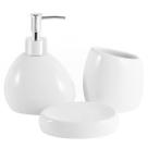 Kit Banheiro Lavabo Cerâmica Serene Acessórios Branco 3 Pçs