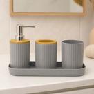 Kit Banheiro Lavabo com Bandeja Porta Sabonete Liquido Dispenser Porta Escova Dente para Decoração Kit Banheiro Lavabo com Bandeja Porta Sabonete Liquido Dispenser Porta Escova Dente para Decoração