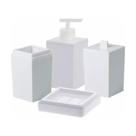 Kit Banheiro Lavabo com Porta Sabonetes Escova e Algodão - 4 peças Kit Banheiro Lavabo com Porta Sabonetes Escova e Algodão - 4 peças