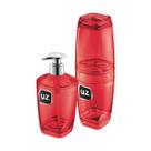 Kit Banheiro Lavabo Conjunto Porta Escova Com Tampa E Sabonete Liquido