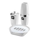 Kit Banheiro Lavabo Conjunto Porta Escova Com Tampa Saboneteira E Porta Algodão Premium