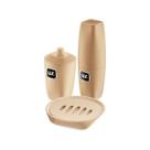 Kit Banheiro Lavabo Conjunto Porta Escova Com Tampa Saboneteira E Porta Algodão
