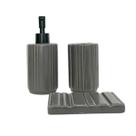 Kit Banheiro Lavabo De Cerâmica Com Saboneteira Porta Escova Cinza