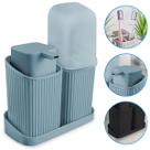 Kit Banheiro Lavabo Decoração Luxo Porta Escovas Sabonete Líquido Com Bandeja Kit Banheiro Lavabo Decoração Luxo Porta Escovas Sabonete Líquido Com Bandeja