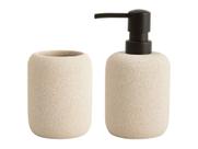 Kit Banheiro Lavabo Dispenser Sabonete Líquido 300ml Porta Escova Copo Pia Lavabo Luxo Rústico