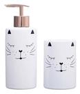 Kit Banheiro Lavabo Jogo Sabonete Líquido 2 Peças Gatinho