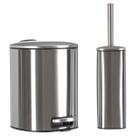 Kit Banheiro Lavabo Lixeira 3 Litros Pedal Escova Metal Kit Banheiro Lavabo Lixeira 3 Litros Pedal Escova Metal