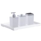 Kit Banheiro Lavabo Luxo Porta Sabonete Escova Algodão Bandeja 4 peças Kit Banheiro Lavabo Luxo Porta Sabonete Escova Algodão Bandeja 4 peças