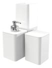 Kit Banheiro Lavabo P/ Sabonete Liquido Escova Algodão 3 Pçs