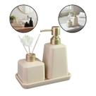 Kit Banheiro Lavabo Porcelana Difusor Bandeja Dispenser 3pçs -