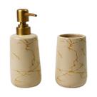 Kit Banheiro Lavabo Porcelana Dispenser 340ml Pote Kamen Kit Banheiro Lavabo Porcelana Dispenser 340ml Pote Kamen