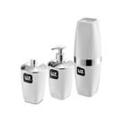 Kit Banheiro Lavabo Porta Escova Com Tampa Sabonete Liquido E Porta Algodão Premium