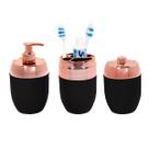 Kit Banheiro Lavabo Porta Escova De Dentes Dispenser Sabonete Líquido 300ml E Porta Algodão Cotonete Jogo Acessórios Pia Bancada