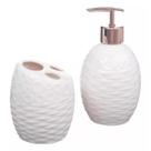 Kit Banheiro Lavabo Porta Sabonete Líquido 2 Peças/ Rosê 070 Kit Banheiro Lavabo Porta Sabonete Líquido 2 Peças/ Rosê 070