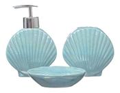 Kit Banheiro Lavabo Porta Sabonete Líquido Fundo Do Mar 01