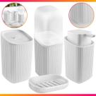 Kit Banheiro Lavabo Porta Sabonetes Escova Algodão Saboneteira Líquida 4 Peças