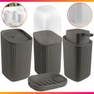 Kit Banheiro Lavabo Porta Sabonetes Escova Algodão Saboneteira Líquida 4 Peças