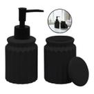 Kit Banheiro Lavabo Preto Cerâmica 2 Pçs Porta Sabão Pote